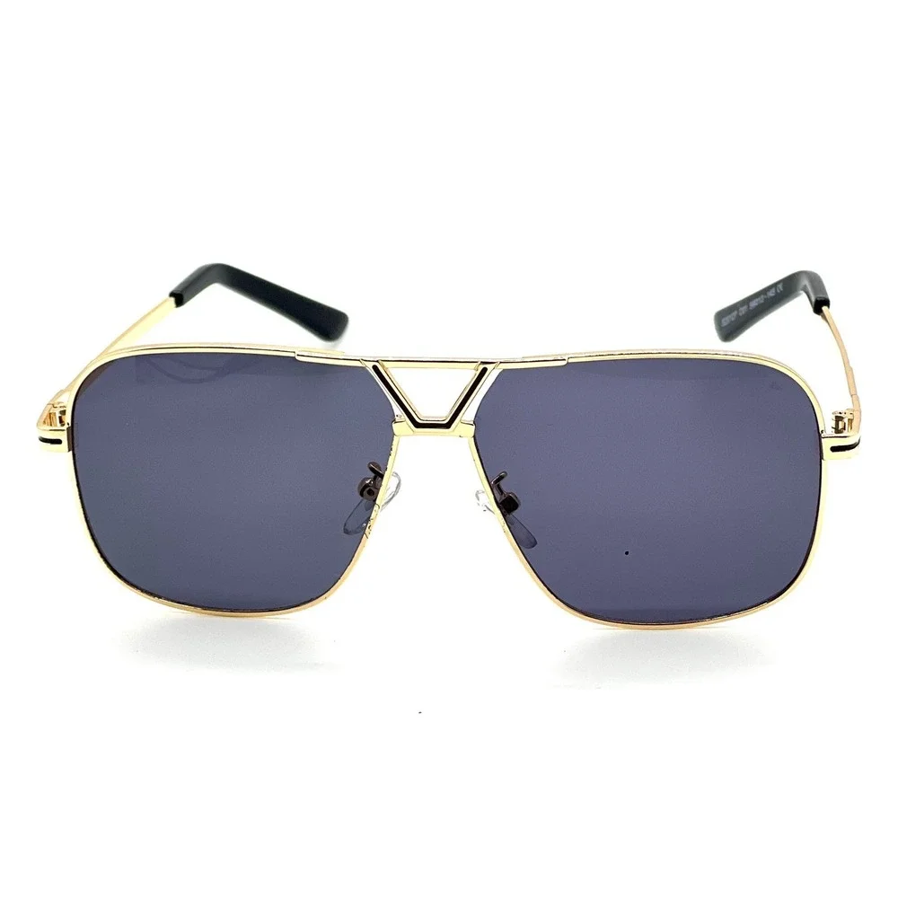 Men Sunglasses Gold Dark Black Lens UV400 Driving Pilot Style Lentes Gafas Nuevo